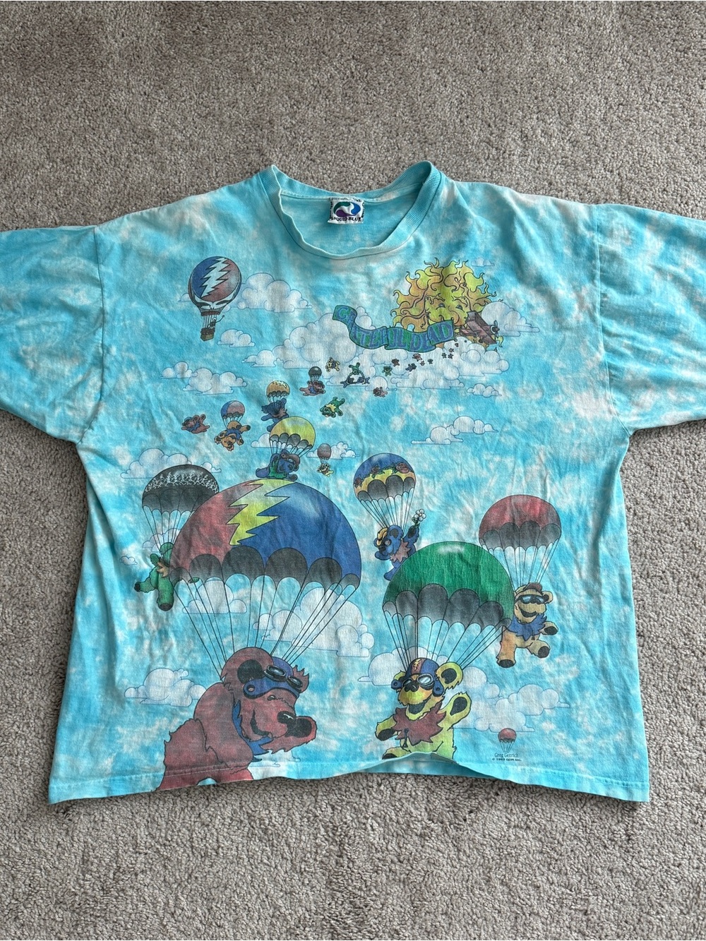 Vintage 1993 Grateful Dead Liquid Blue Songs Fill The Air Tie Dye Tee XL - Picture 8 of 11